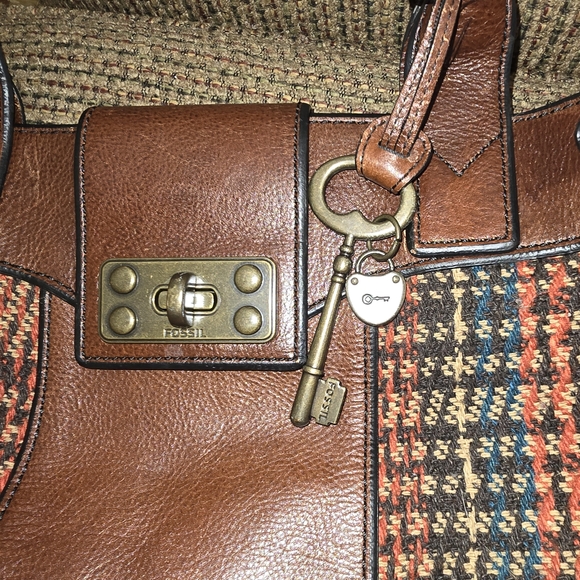 Fossil Brown Leather and Multicolor Satchel - Picture 8 of 10
